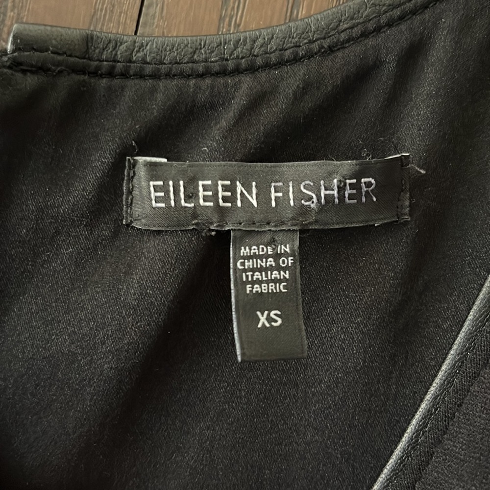Eileen Fisher sleeveless, black midi dress. Size XS - Picture 4 of 9